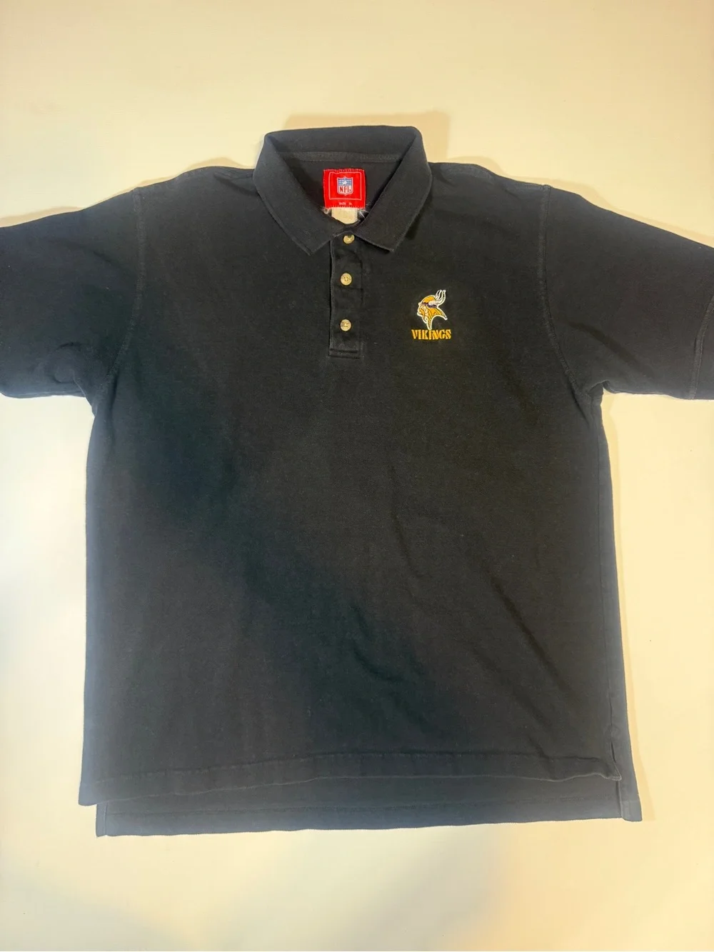 NFL Vikings Black Polo Shirt with Yellow Logo‎